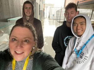 University of Sydney open day students and CEF staff member caught in rain at support morning tea
