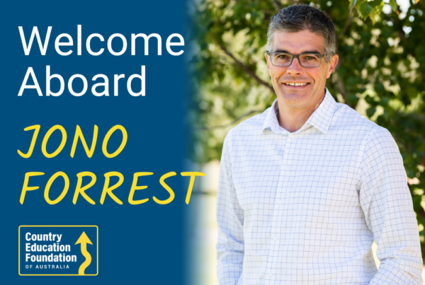 New Country Education Foundation of Australia Board member, Jono Forrest.