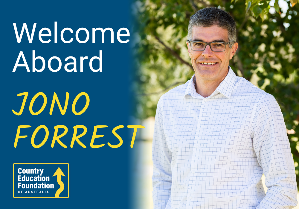 New Country Education Foundation of Australia Board member, Jono Forrest.