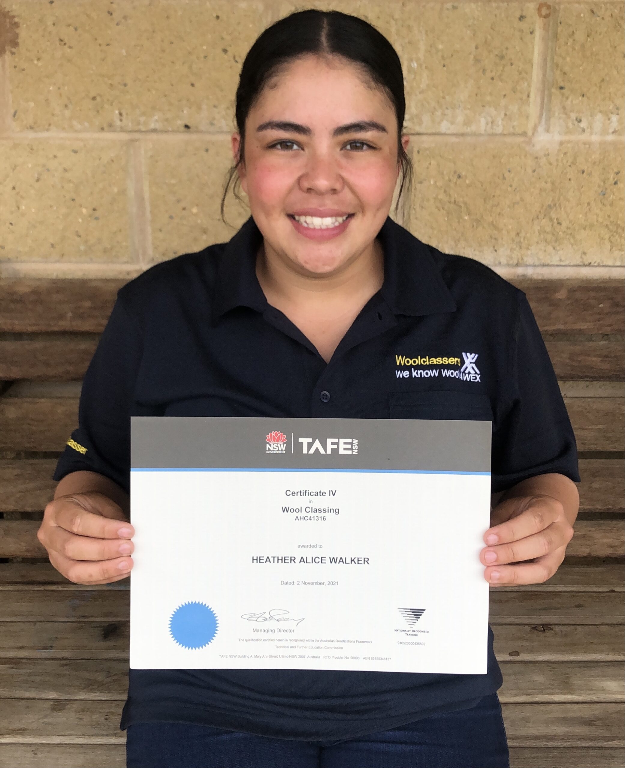 Country Education Foundation of Australia 2023 Launching Star, Heather Walker with her TAFE certificate.