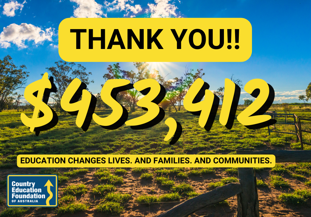 Country Education Foundation of Australia's 2023 Matched Giving campaign raised a staggering $453,412 for its local foundations.
