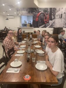 Students enjoy a meal as part of their experience trip to Charles Sturt University's Wagga Wagga campus on Tuesday 19th March.