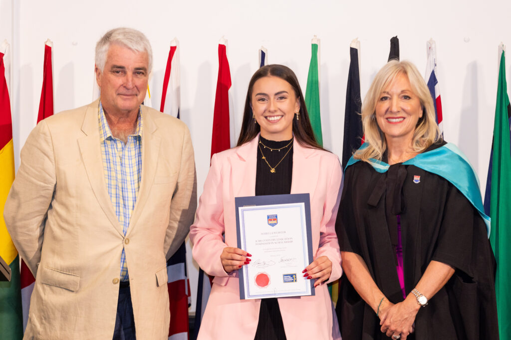 CEF board member Dougla Geddes, 2024 ICMS - CEF scholar Isabella Webster and Chair - ICMS Scholarships, Ann Whitelock.