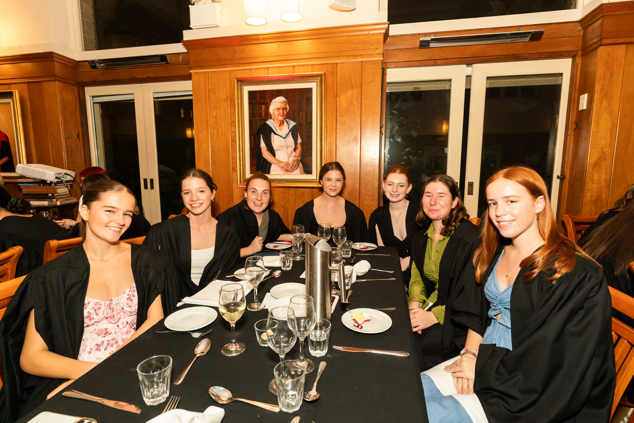 Bridget Ritter, CEF Walgett, Sancta Sophia College in the dining hall with fellow students.