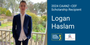 2024 CAANZ–CEF scholarship recipient, Logan Haslam from CEF Cowra.